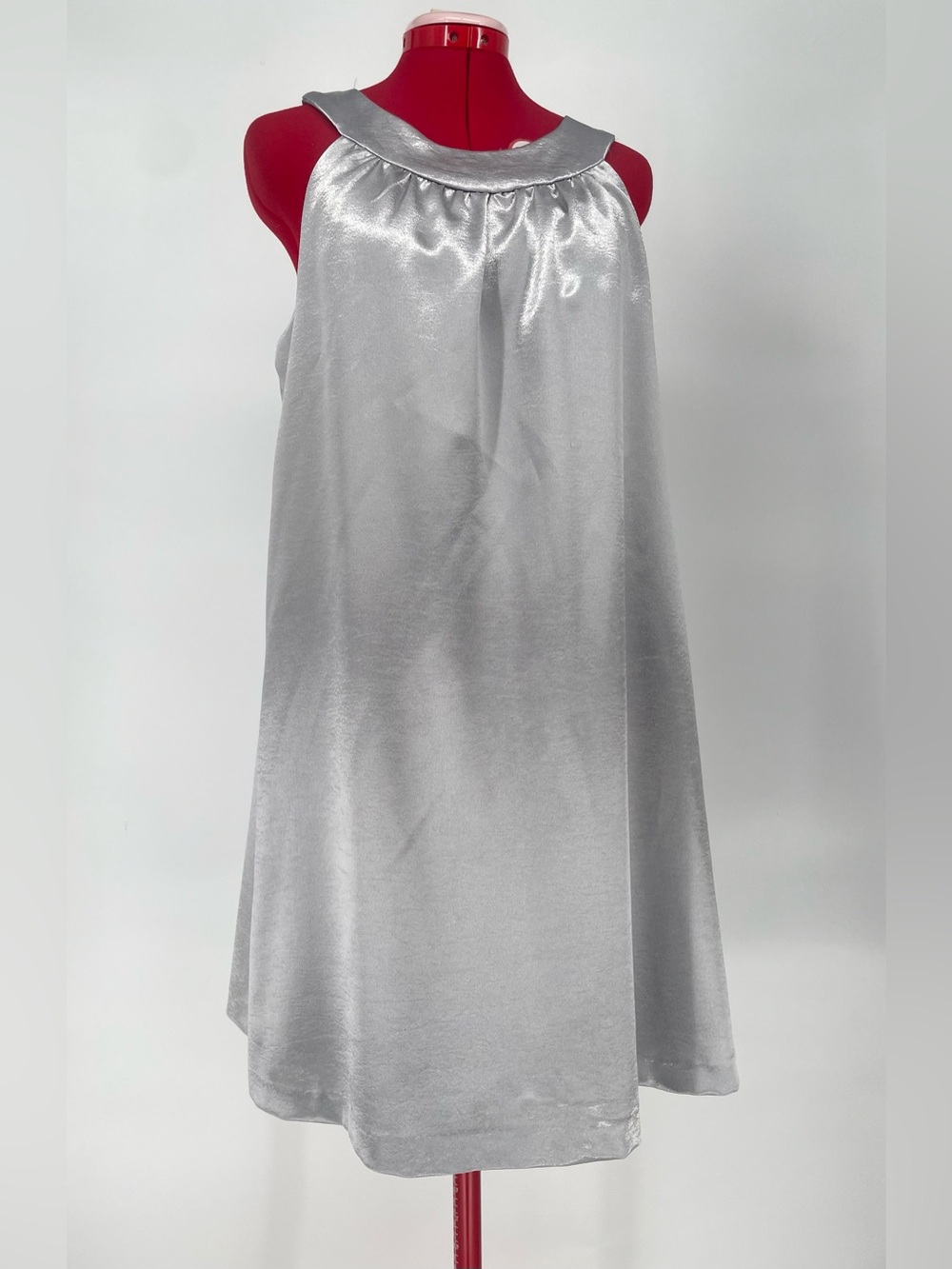 VTG 60s Style Silver Metallic Shift Dress AGB Dress Sleeveless Party Disco Dress